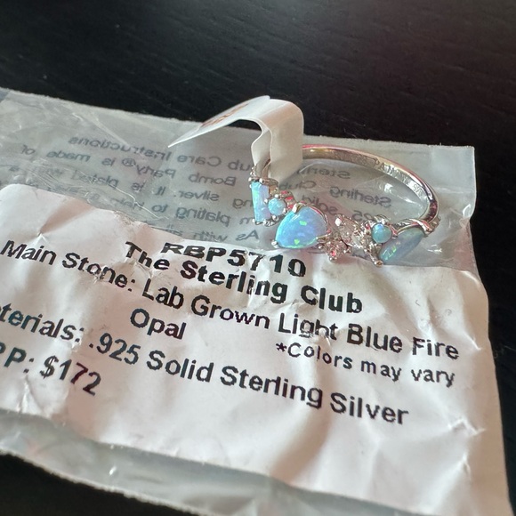 BP Sterling Band with Light Blue Fire Opal (RBP 5710) - Picture 3 of 12